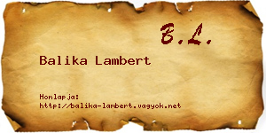 Balika Lambert névjegykártya